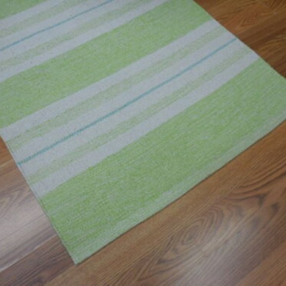 2.3x3.9 green white stripe Turkish area rug - Picture 10 of 12